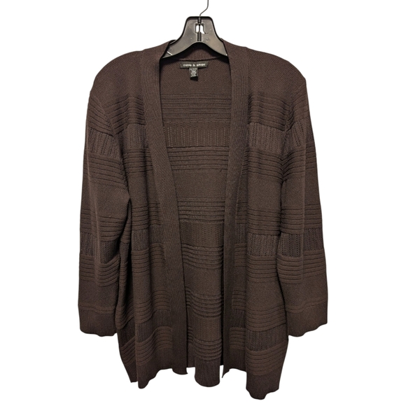 Cable & Gauge Set Of 2 Open Cardigan Sweaters Black and Brown XL - Picture 2 of 14